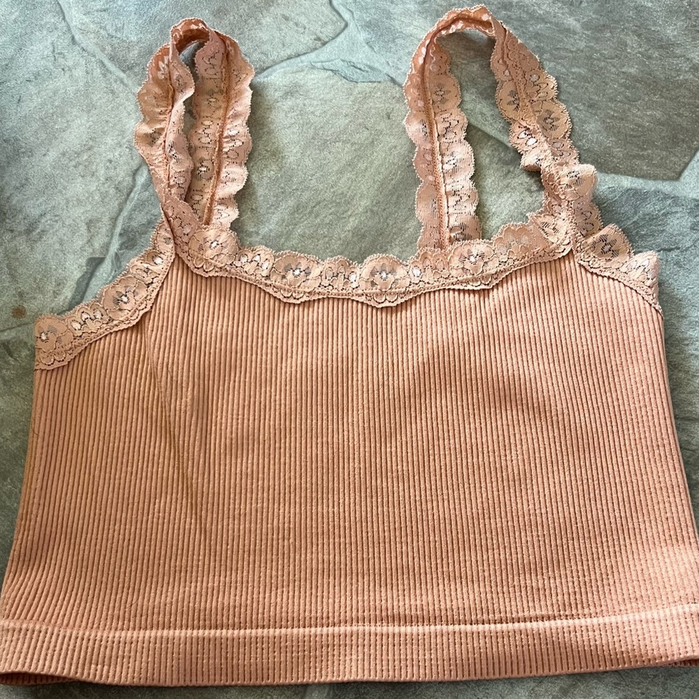 Coral color, Aeropostale, Ribbed crop tank top size medium